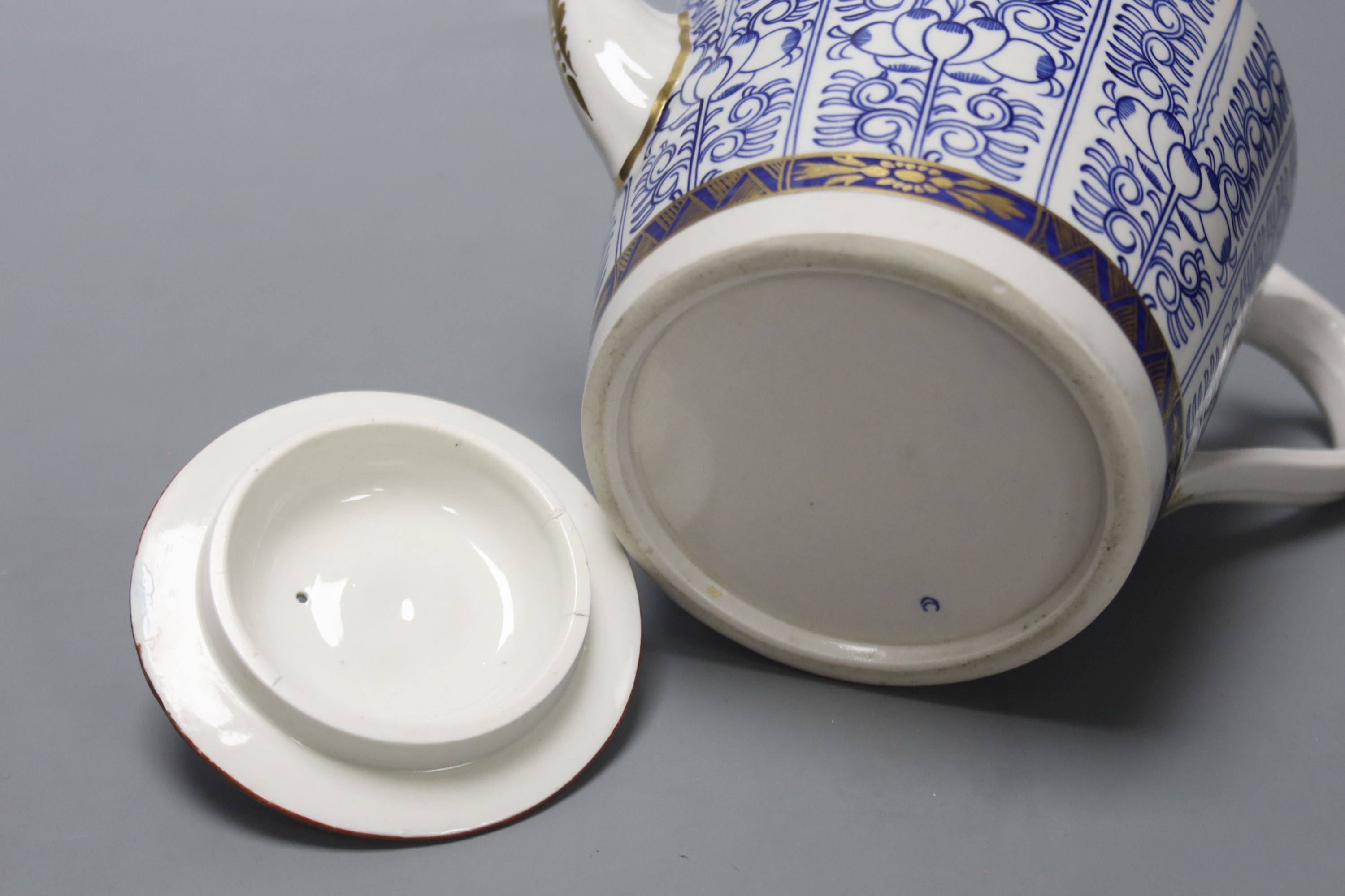 A Royal Worcester late Dr Wall / early Flight teapot and cover, Lily pattern, height 14cm